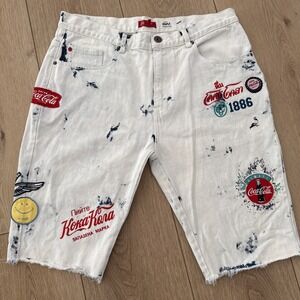 Coca-cola Always Denim Shorts Mens By Staple Stone Washed Cut Off Y2K Sz 34